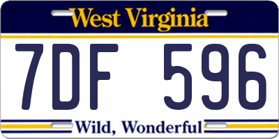 WV license plate 7DF596