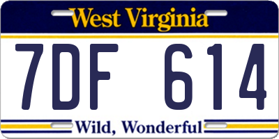 WV license plate 7DF614