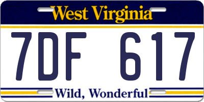 WV license plate 7DF617