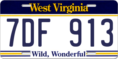 WV license plate 7DF913