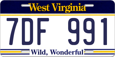 WV license plate 7DF991