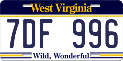 WV license plate 7DF996