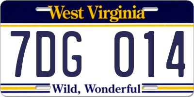WV license plate 7DG014