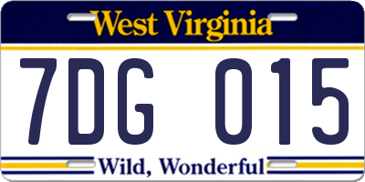 WV license plate 7DG015