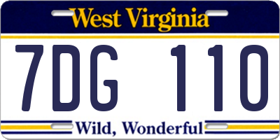 WV license plate 7DG110
