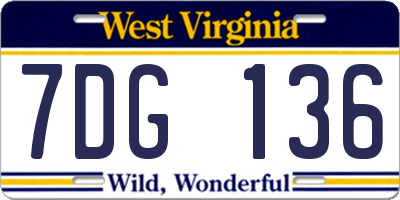 WV license plate 7DG136