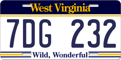 WV license plate 7DG232