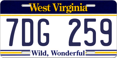 WV license plate 7DG259