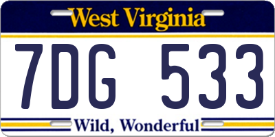 WV license plate 7DG533