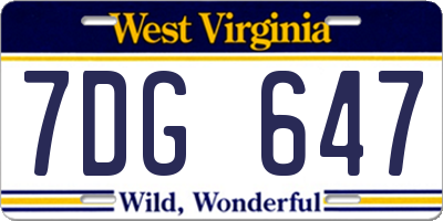 WV license plate 7DG647