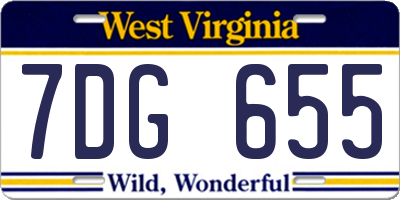 WV license plate 7DG655