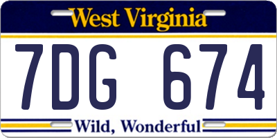 WV license plate 7DG674