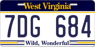 WV license plate 7DG684
