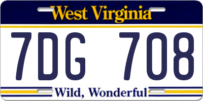 WV license plate 7DG708