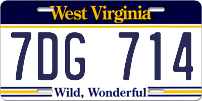 WV license plate 7DG714