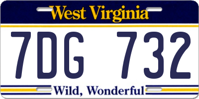 WV license plate 7DG732