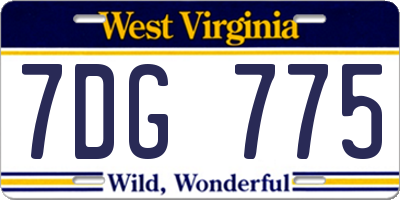 WV license plate 7DG775