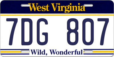 WV license plate 7DG807