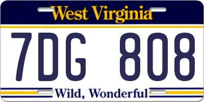 WV license plate 7DG808