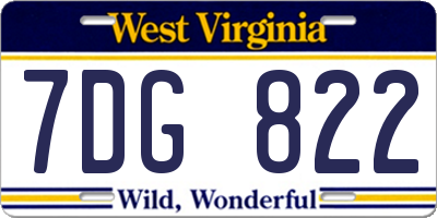 WV license plate 7DG822