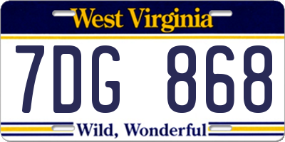 WV license plate 7DG868