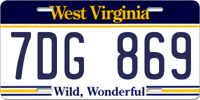 WV license plate 7DG869