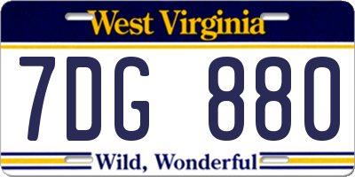 WV license plate 7DG880
