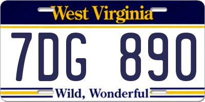 WV license plate 7DG890