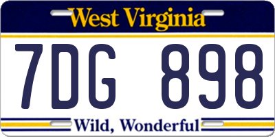 WV license plate 7DG898
