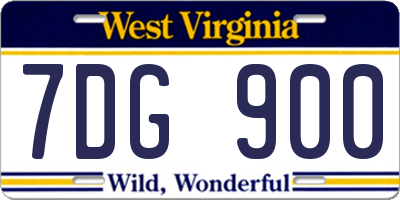 WV license plate 7DG900