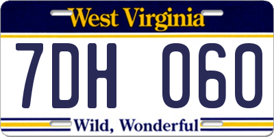WV license plate 7DH060