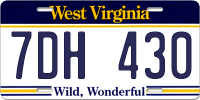 WV license plate 7DH430