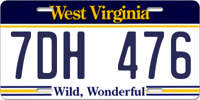 WV license plate 7DH476