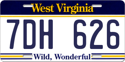 WV license plate 7DH626