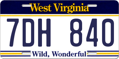 WV license plate 7DH840