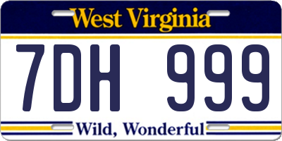 WV license plate 7DH999