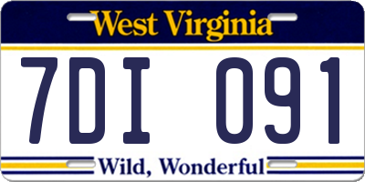 WV license plate 7DI091