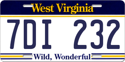 WV license plate 7DI232