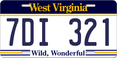 WV license plate 7DI321