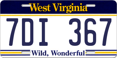 WV license plate 7DI367