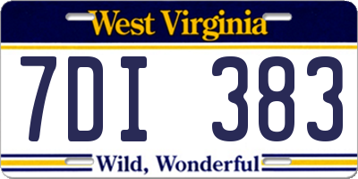 WV license plate 7DI383