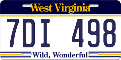 WV license plate 7DI498