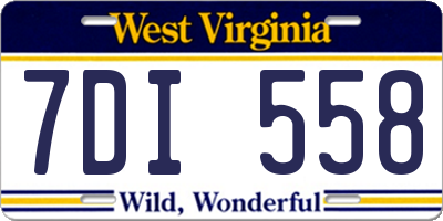 WV license plate 7DI558