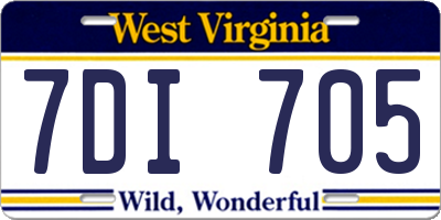 WV license plate 7DI705