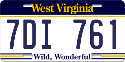 WV license plate 7DI761