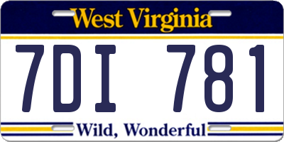 WV license plate 7DI781