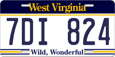 WV license plate 7DI824