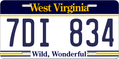 WV license plate 7DI834
