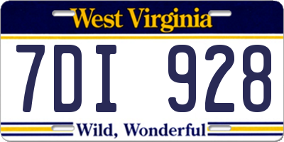 WV license plate 7DI928