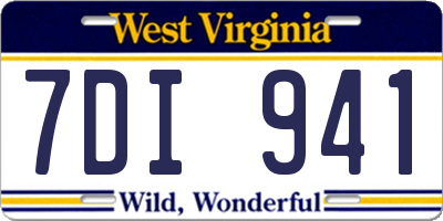 WV license plate 7DI941